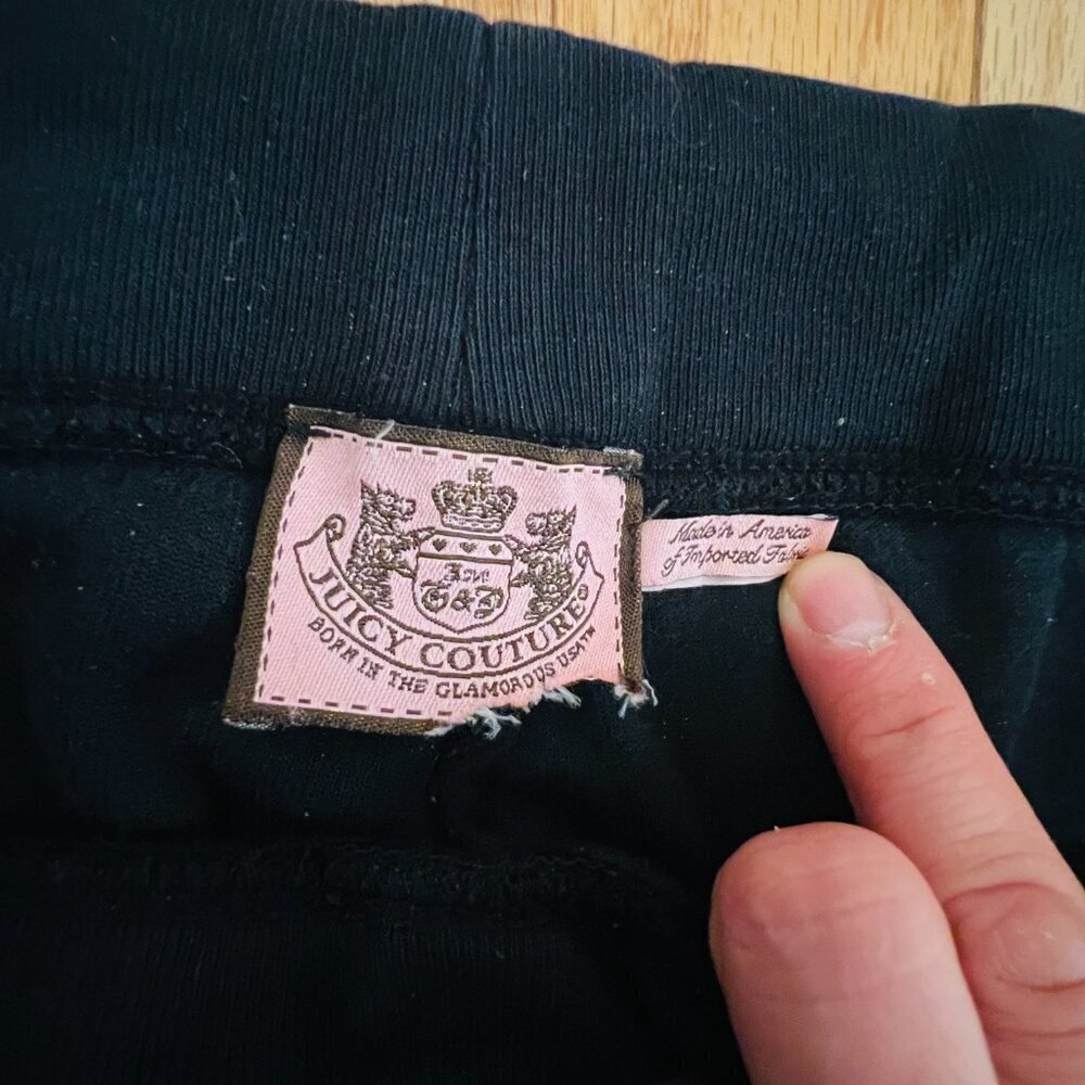 Vintage Y2k Juicy Couture Tracksuit Black Velour Pants - Picture 5 of 16